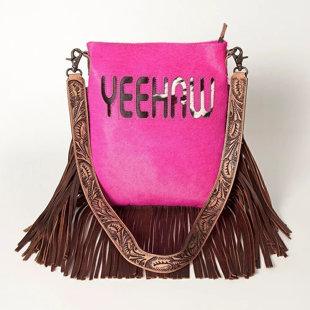 Genuine Western Leather Womens Yeehaw Messenger Bag Cady American Darling New